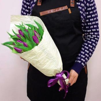 Букет Фиолетовый тюльпан 15 шт Артикул - 155220